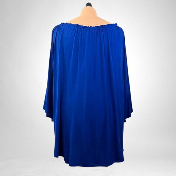 24seven Comfort Apparel Royal Blue Bell Sleeve Loose Fit Tunic Top, NWT! Size 3X - Picture 4 of 7